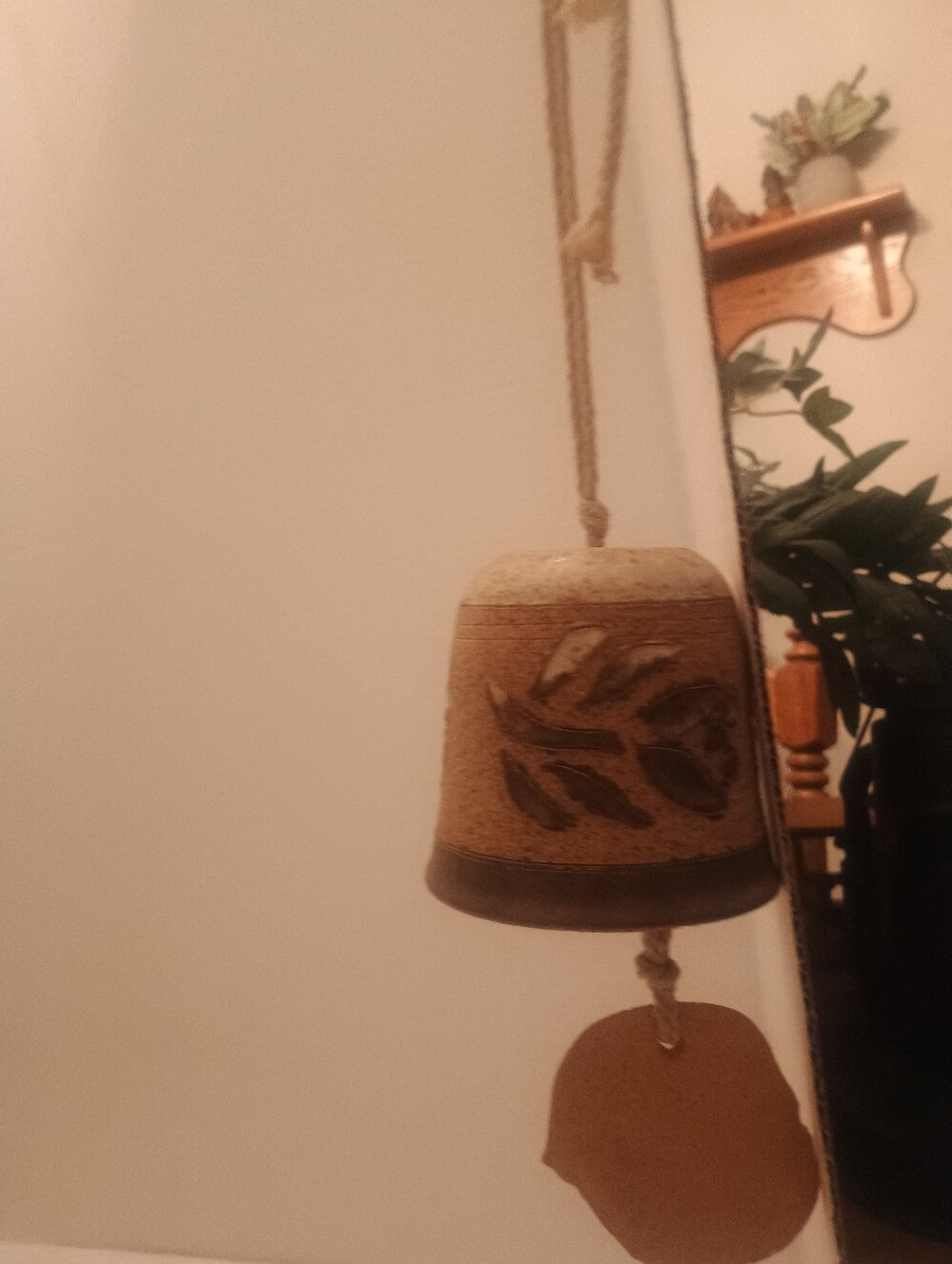 Handcrafted Ceramic Bell Wall Hanging - Brown